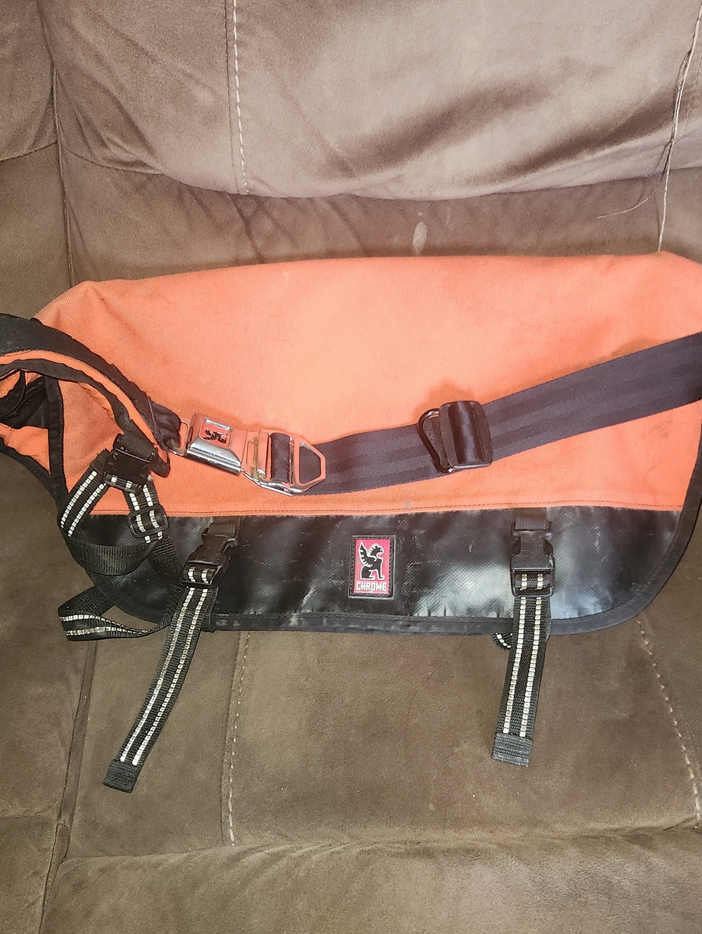 Chrome Messenger Bag Black & Orange
